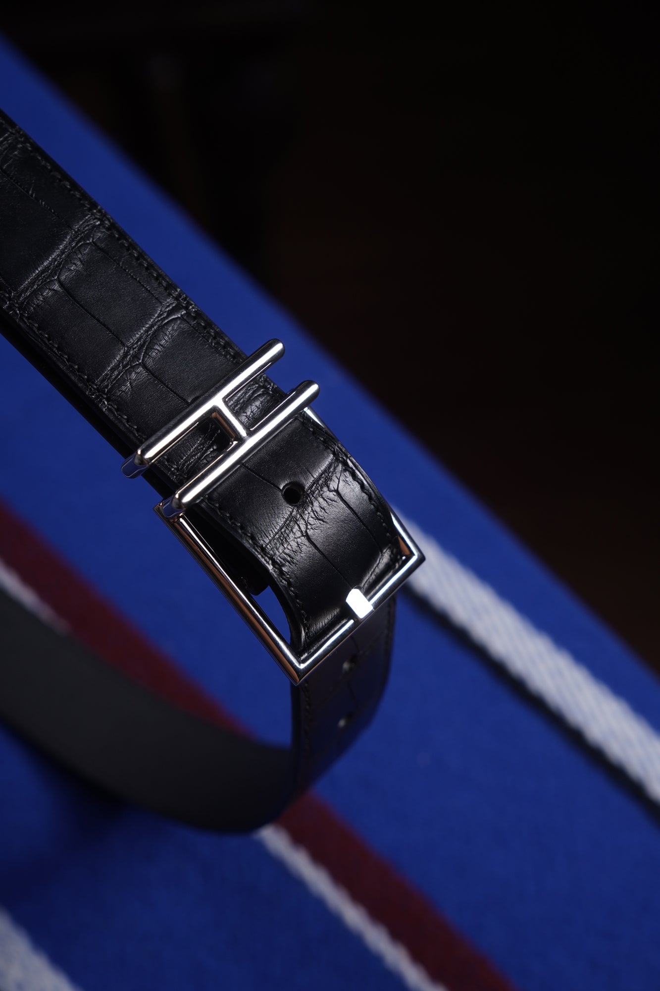 Crocodile leather belt
