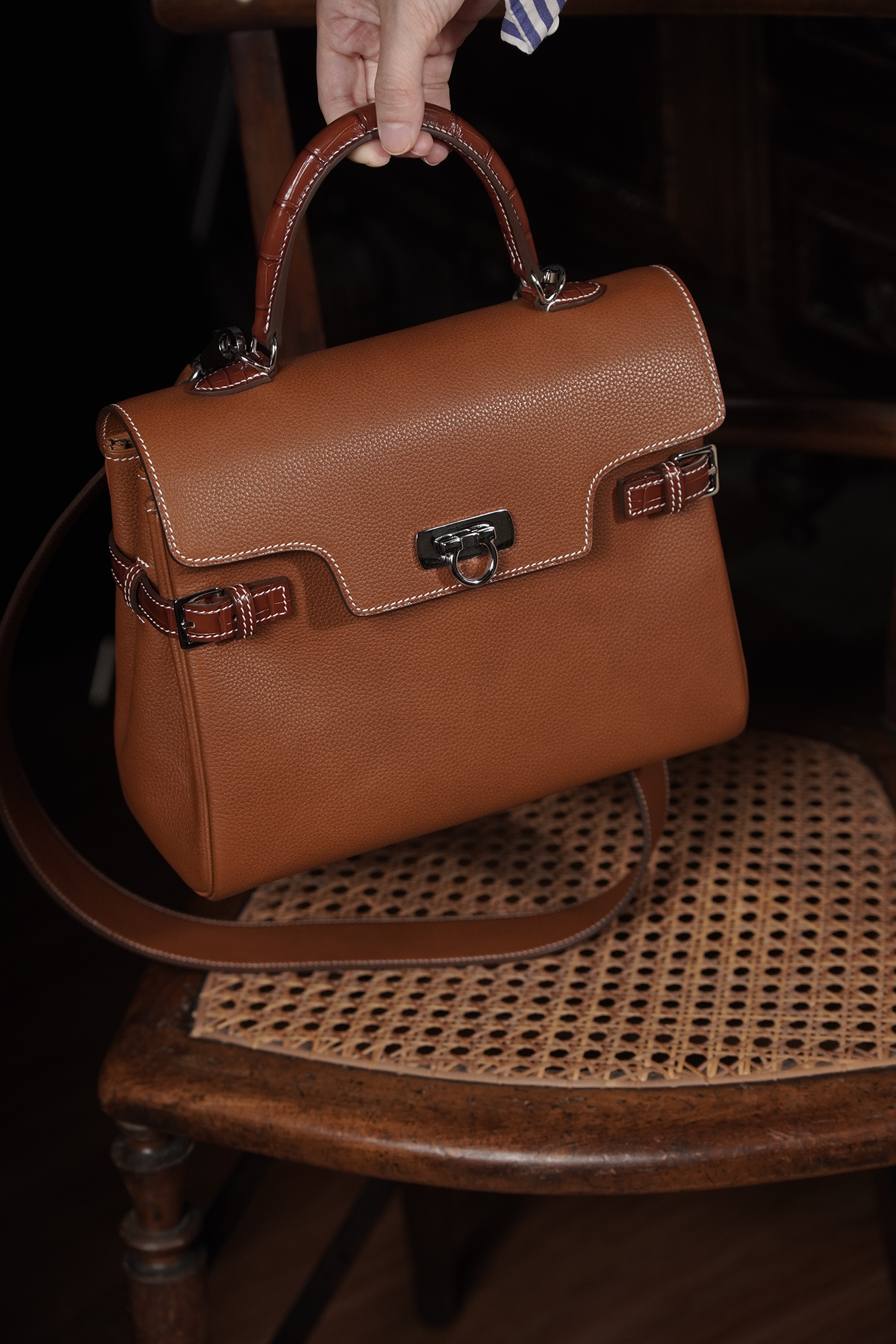 WUHE||Horseshoe Clasp Bag(Barenia Faubourg ×crocodile)