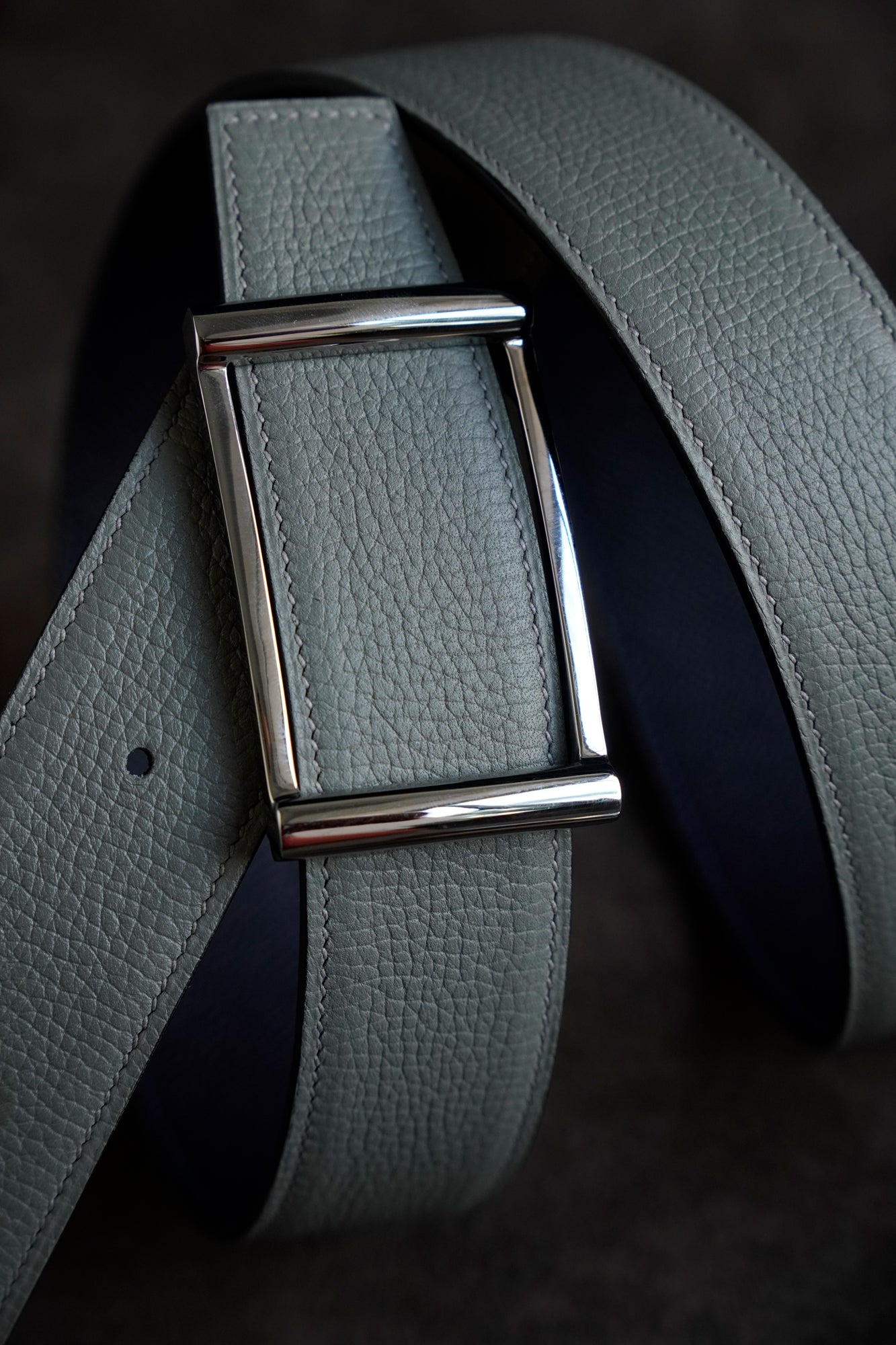 Litchi Embossed leather belt