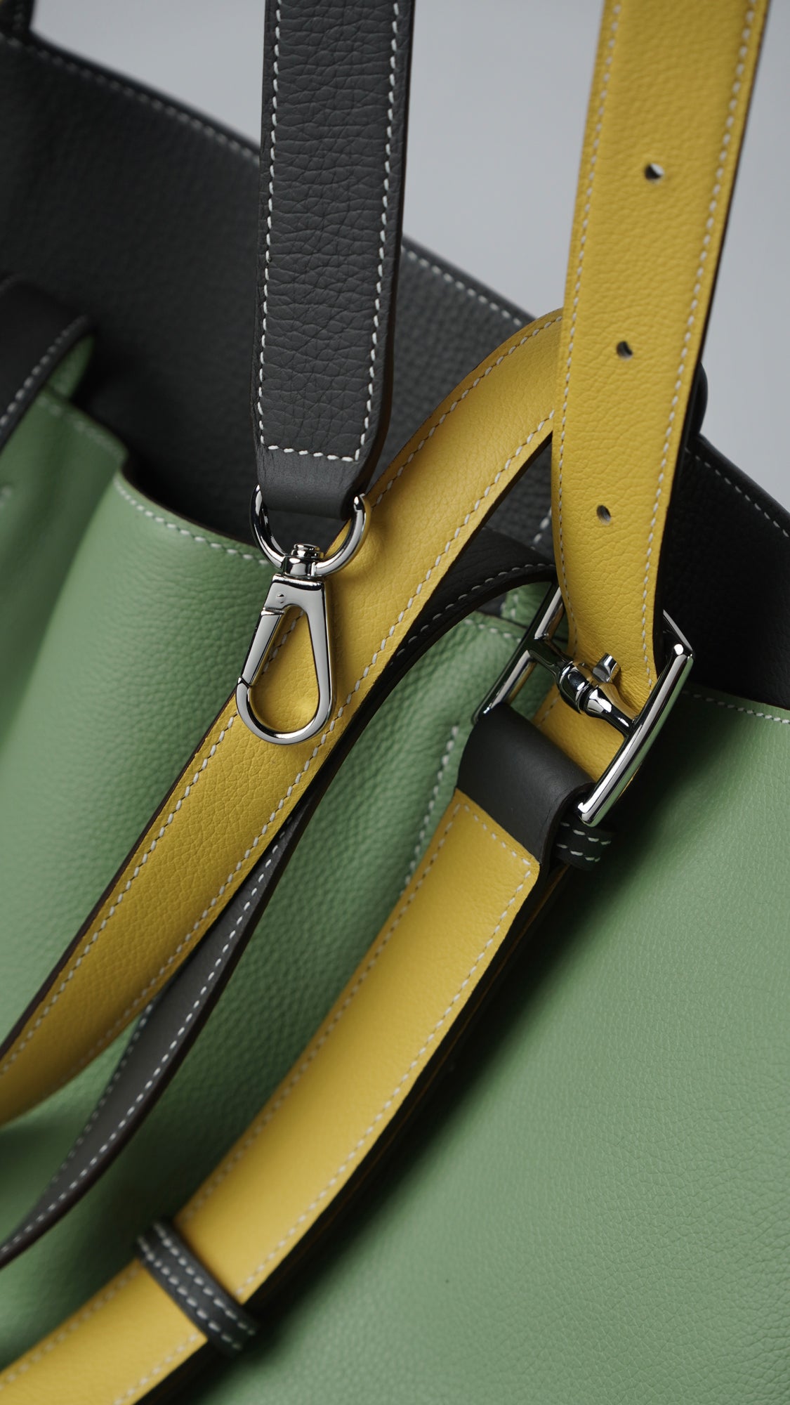 Colorblocked leather tote