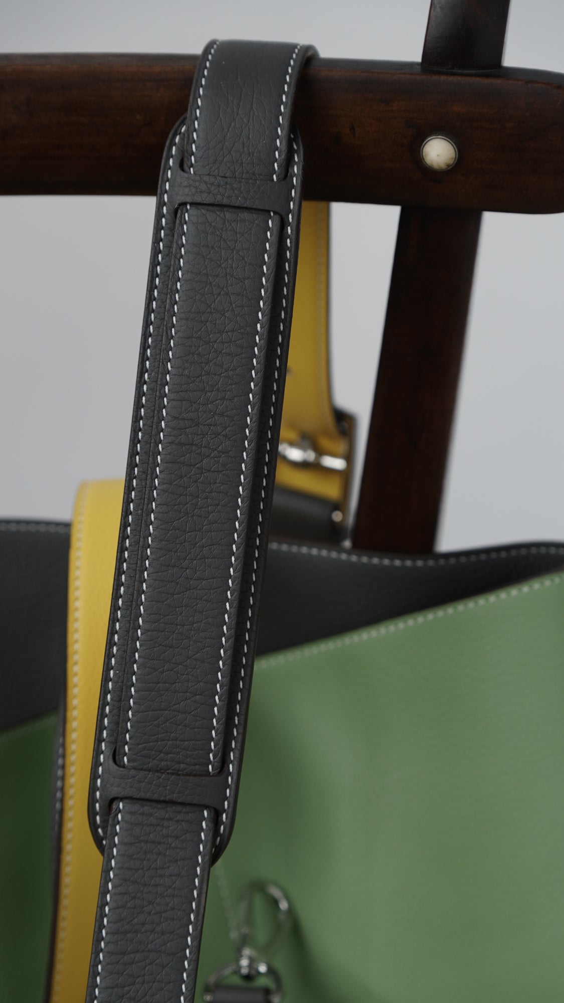 Colorblocked leather tote