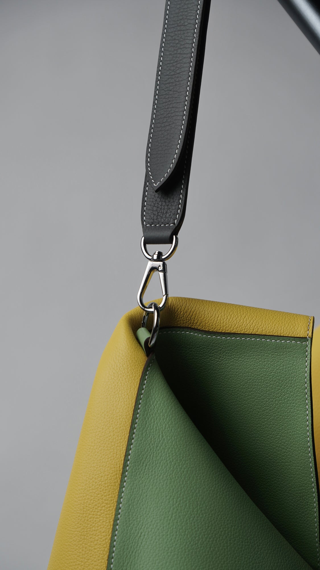 Colorblocked leather tote