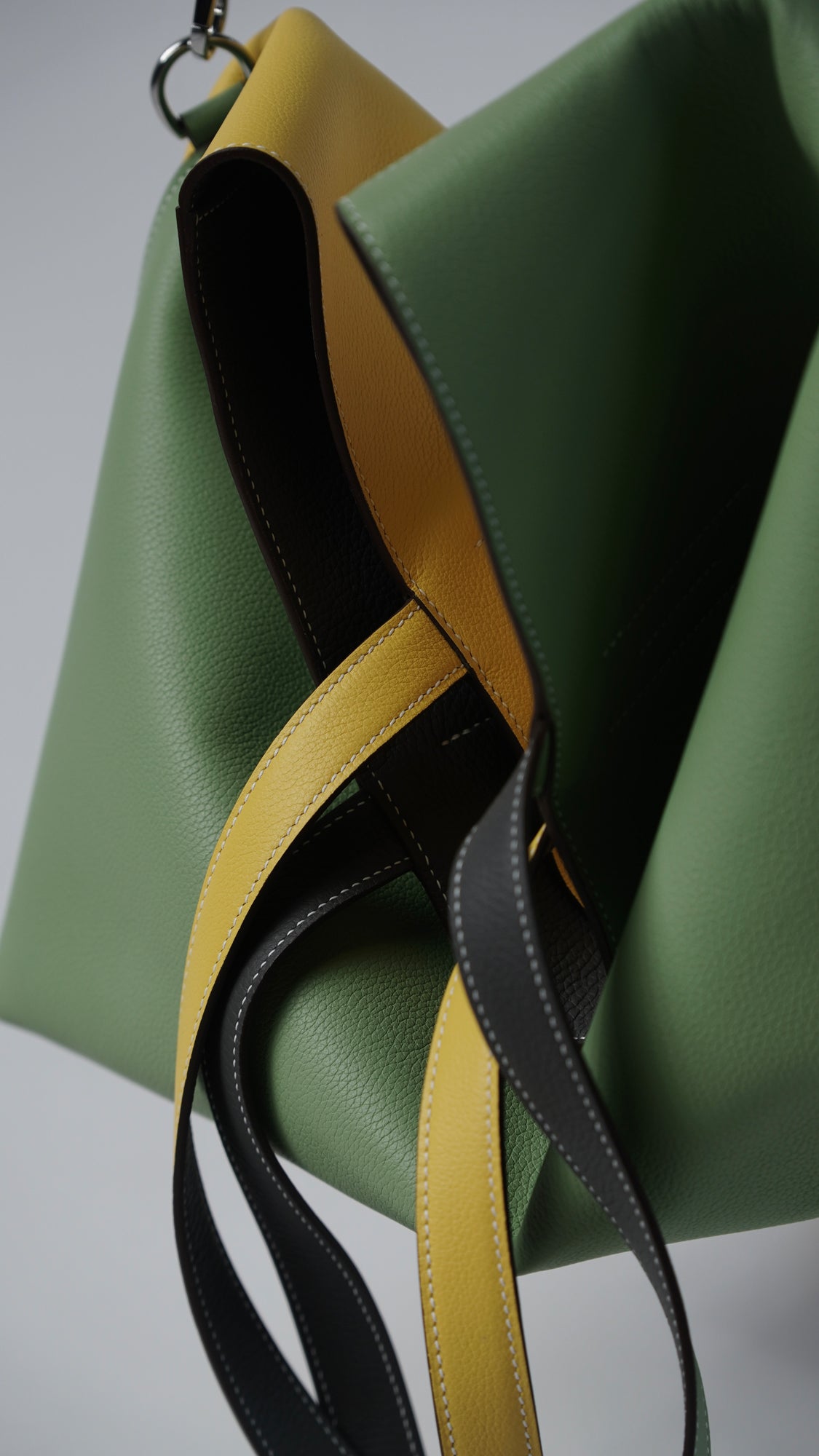 Colorblocked leather tote
