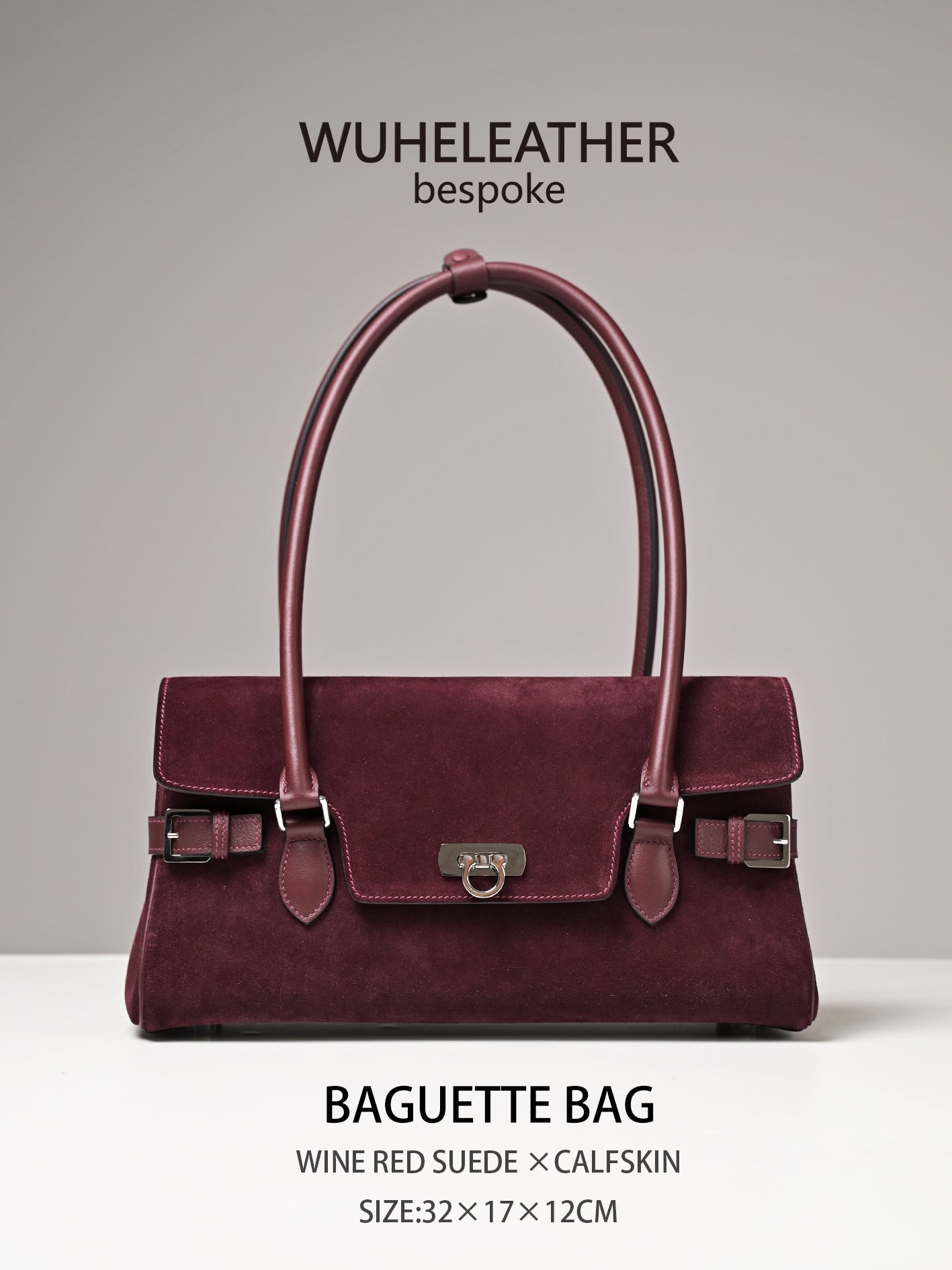 WUHE||Horseshoe Clasp baguette bag×suede calfskin