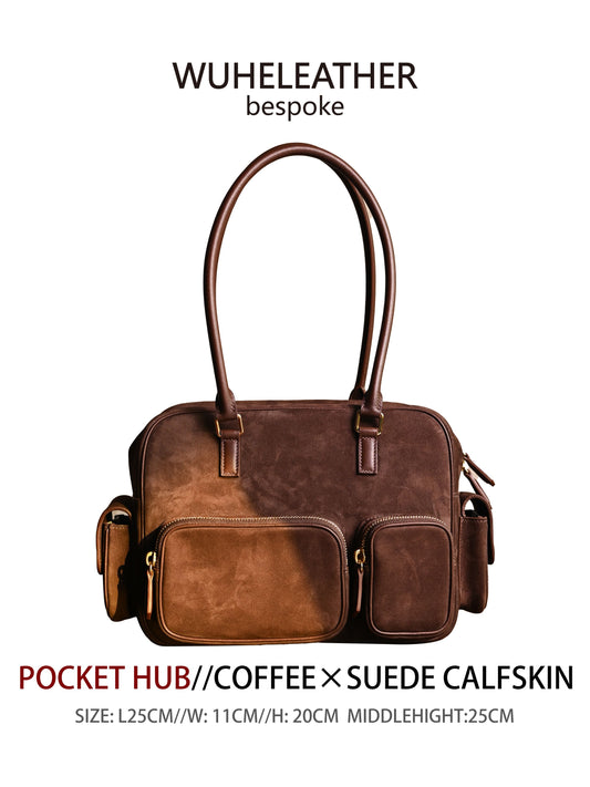 WUHE||POCKET HUB,Suede Calfskin