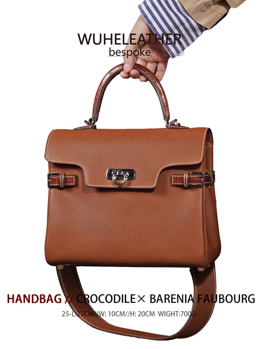 WUHE||Horseshoe Clasp Bag(Barenia Faubourg ×crocodile）