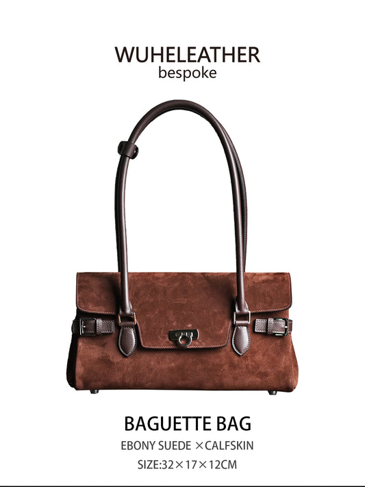 WUHE||Horseshoe Clasp baguette bag×suede calfskin