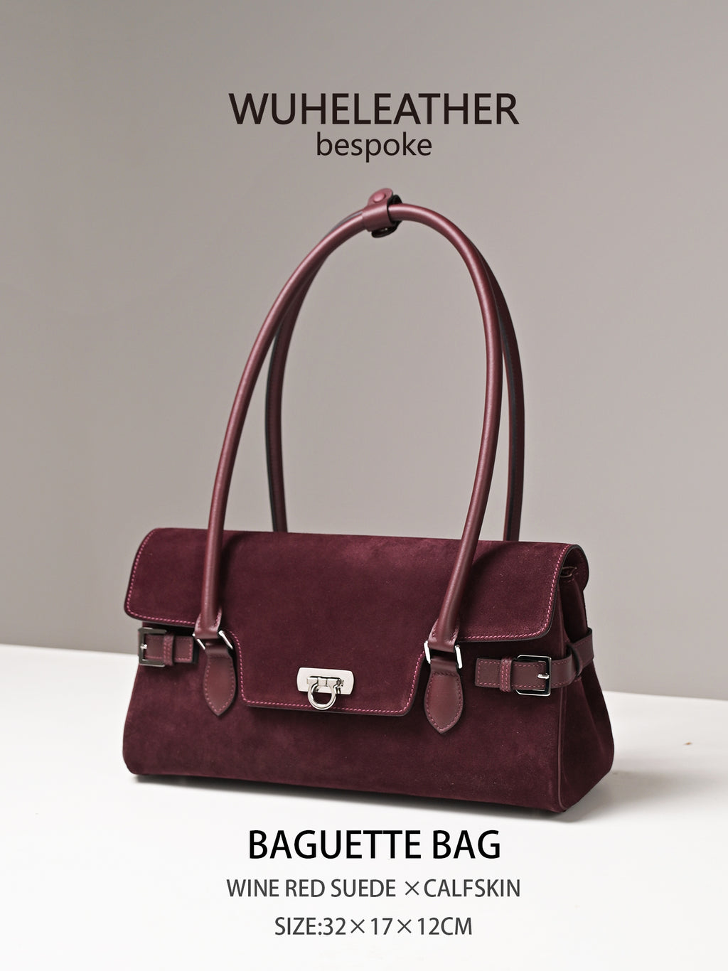 WUHE||Horseshoe Clasp baguette bag×suede calfskin