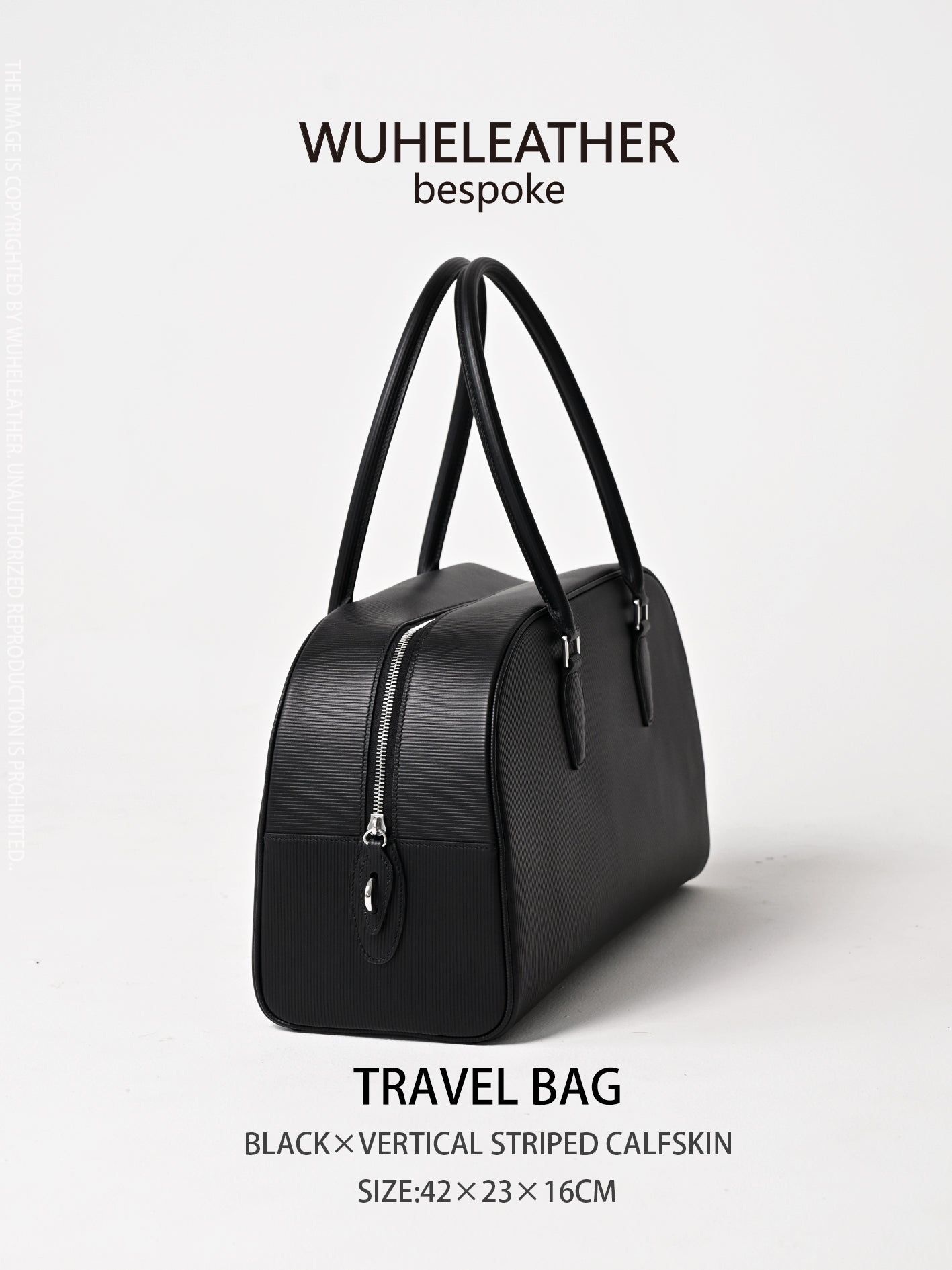 WUHE||Travel Bag×Vertical striped calfskin