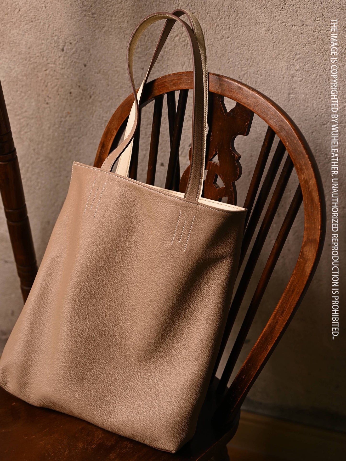 WUHE||Double-sided leather tote bag