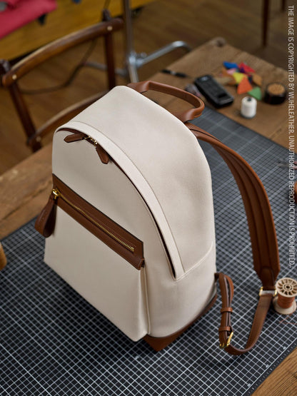 WUHE||Canvas and leather combination backpack