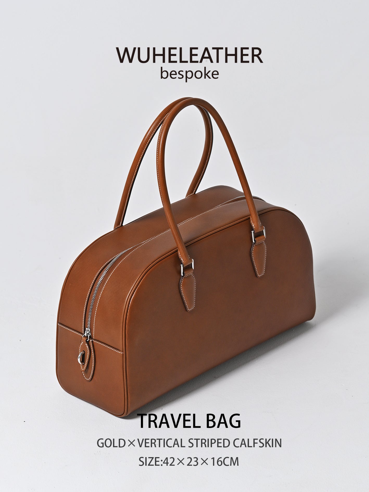 WUHE||Travel Bag×Vertical striped calfskin