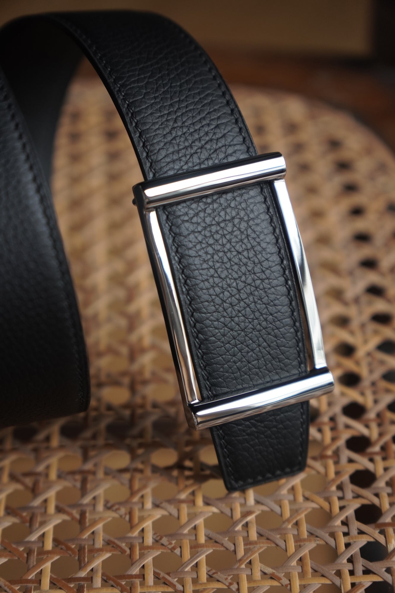 Litchi Embossed leather belt