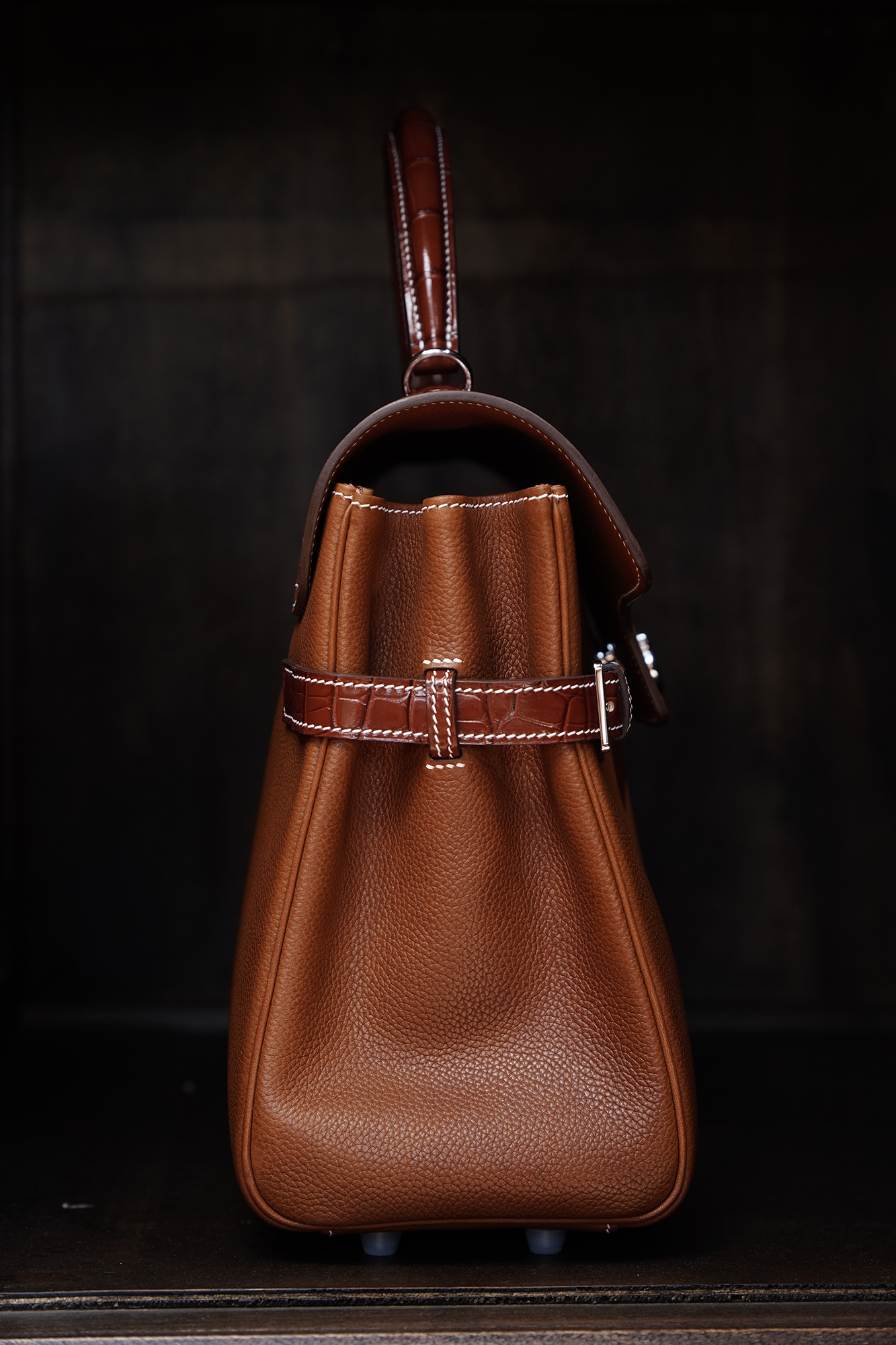 WUHE||Horseshoe Clasp Bag(Barenia Faubourg ×crocodile）