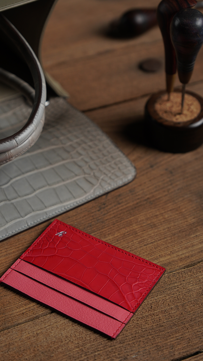 Customized crocodile leather card holder