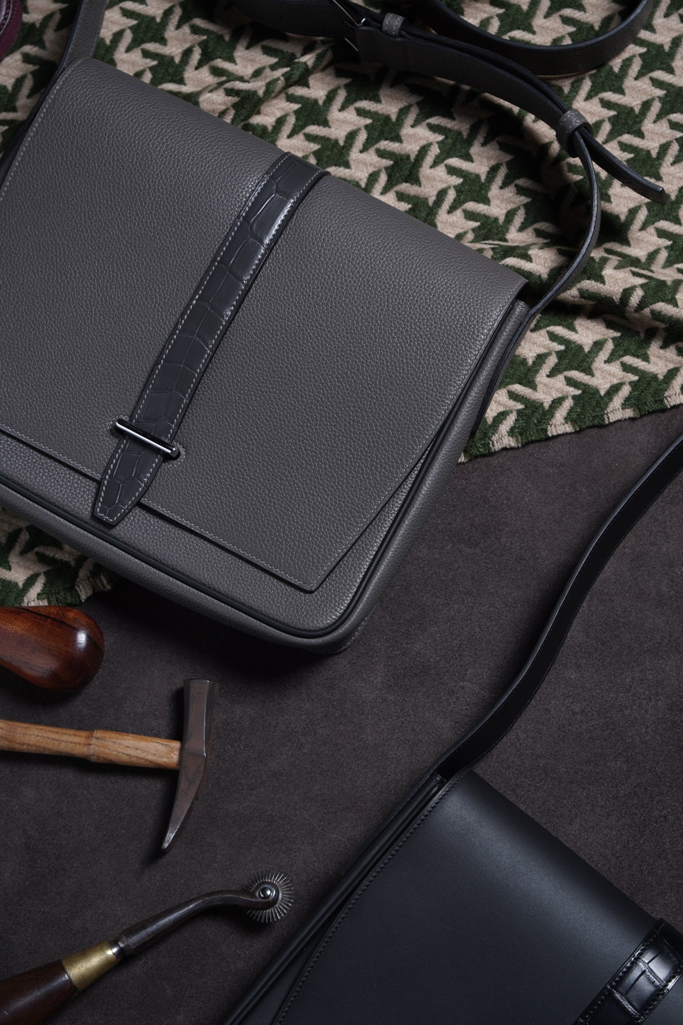 messenger bag with crocodile