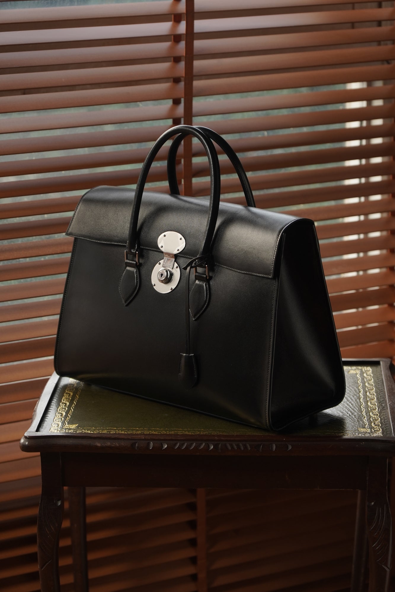 Box leather handbag