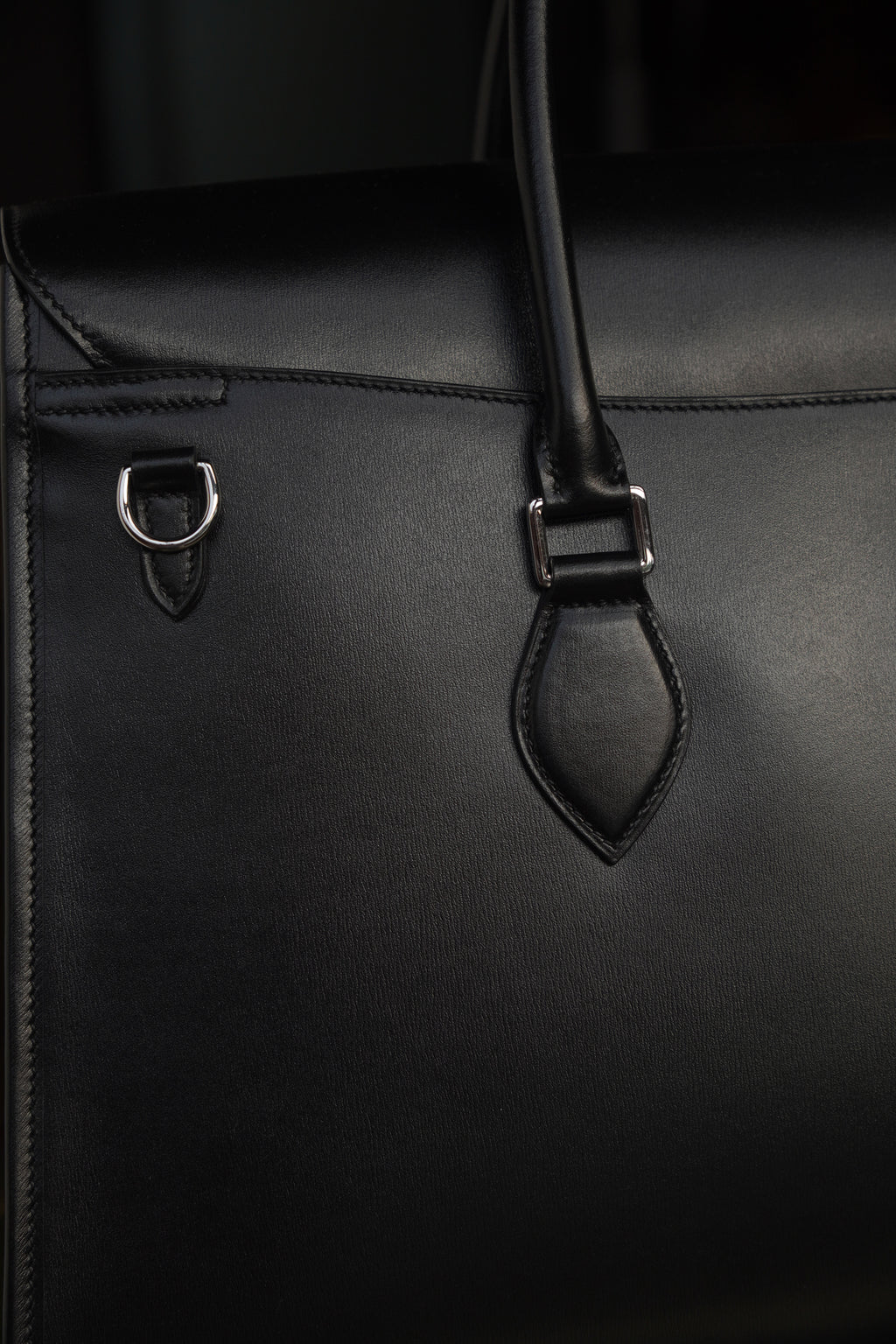 Box leather handbag