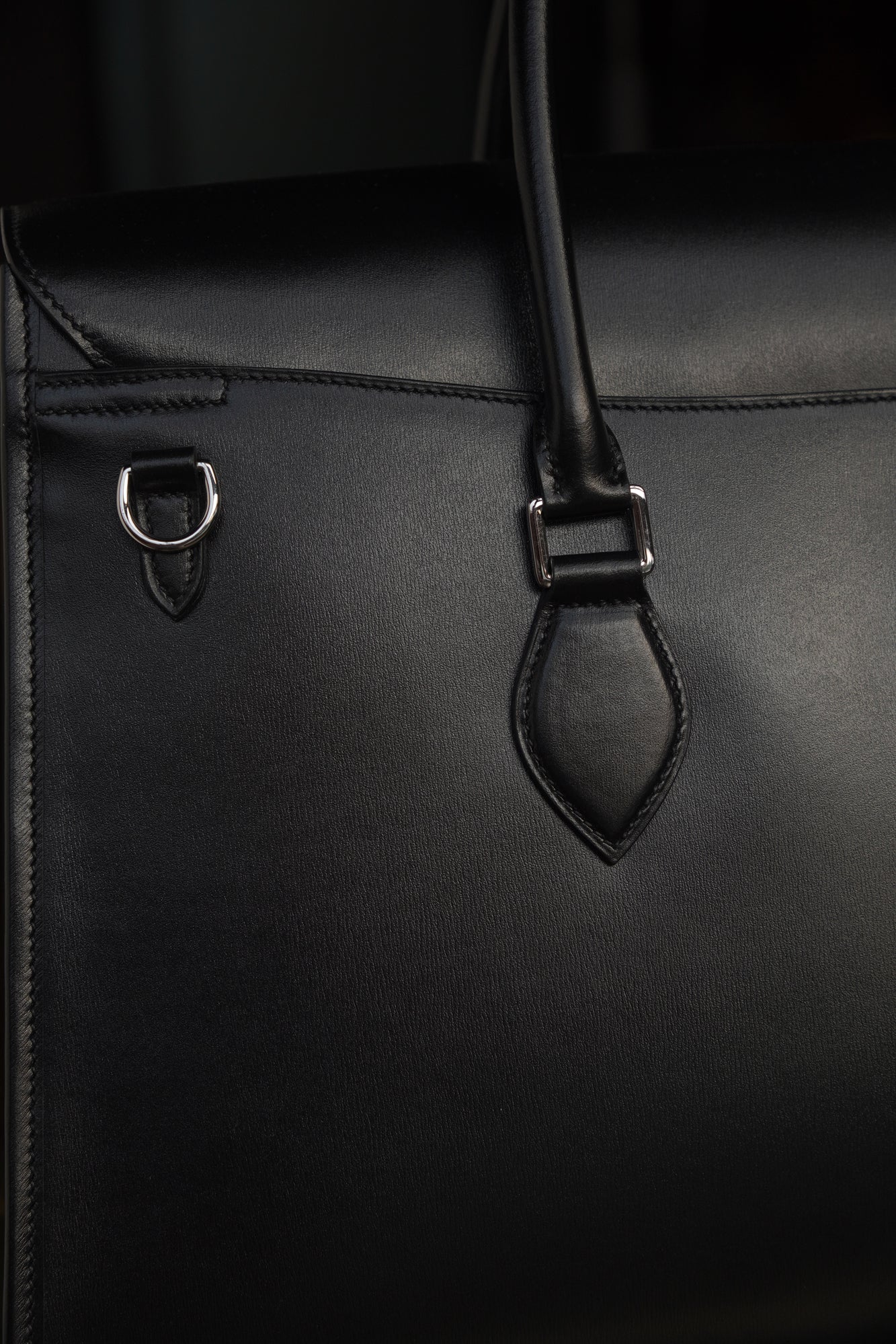 Box leather handbag