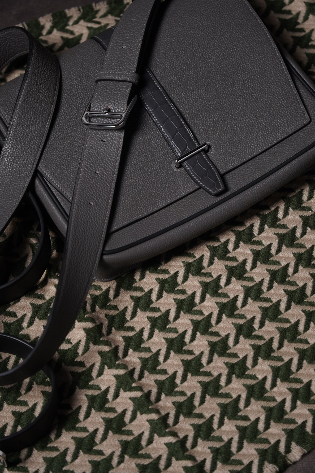 messenger bag with crocodile