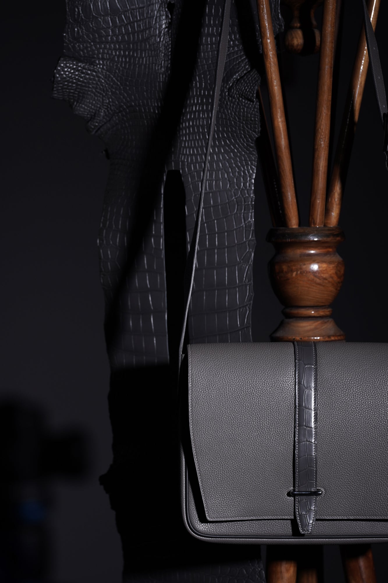 messenger bag with crocodile