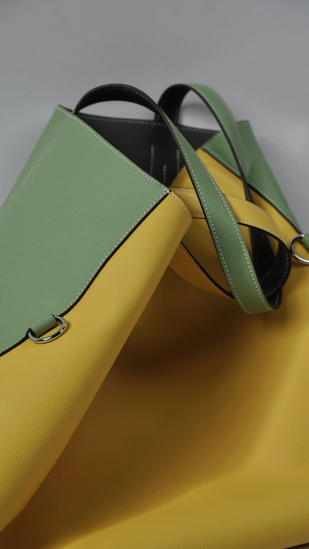 Colorblocked leather tote